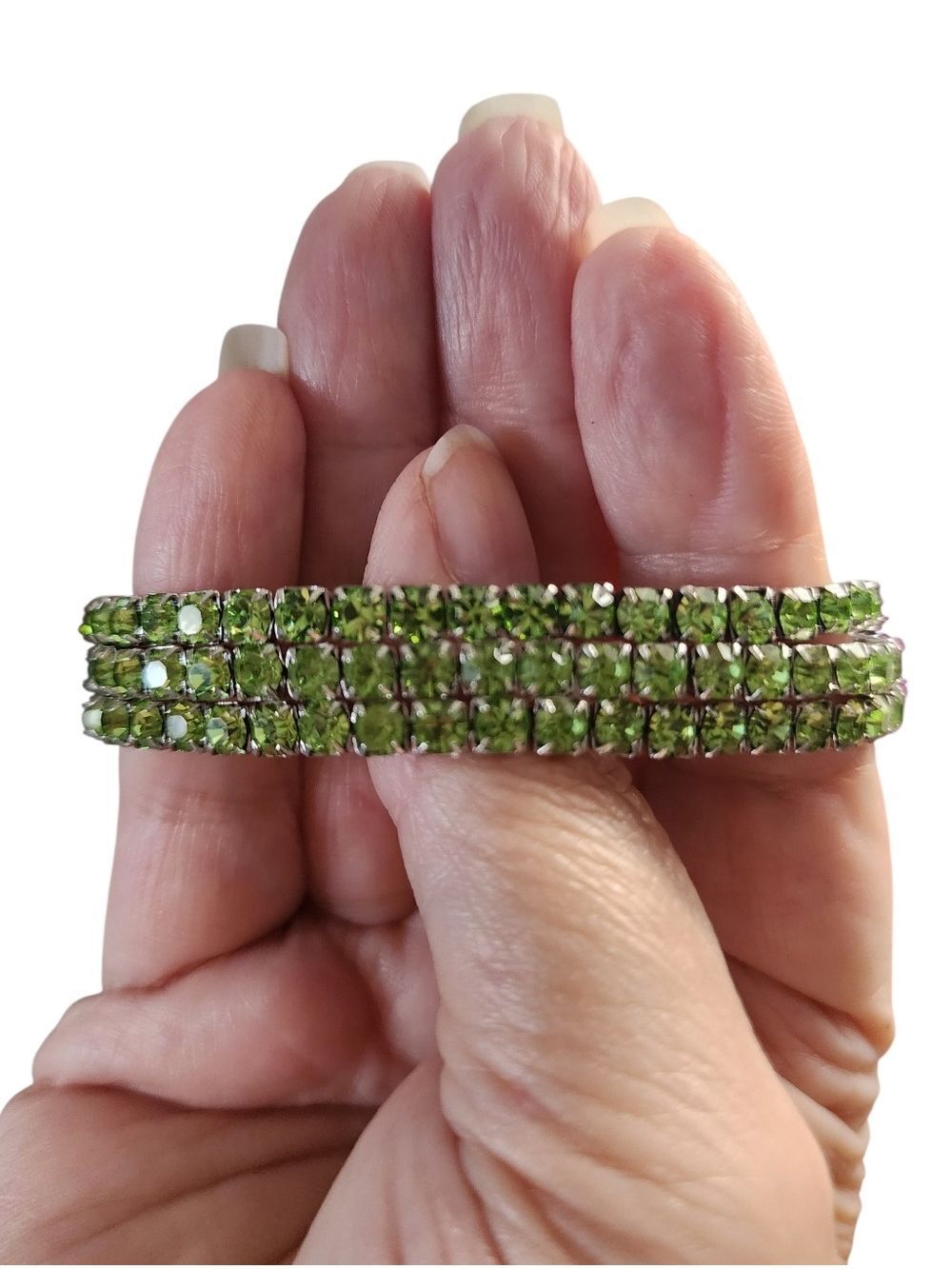 Green Crystal Stretch Bracelets